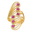 14k Yellow Gold Red Cubic Zirconia Multi Line MP Fancy Ring RG2653-Joyeria Oro Fino 14K